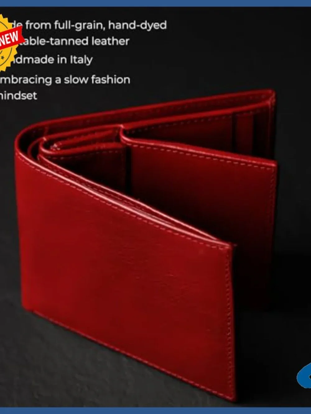 Italian Leather Bifold Wallet with Card Holder and Coin Pocket